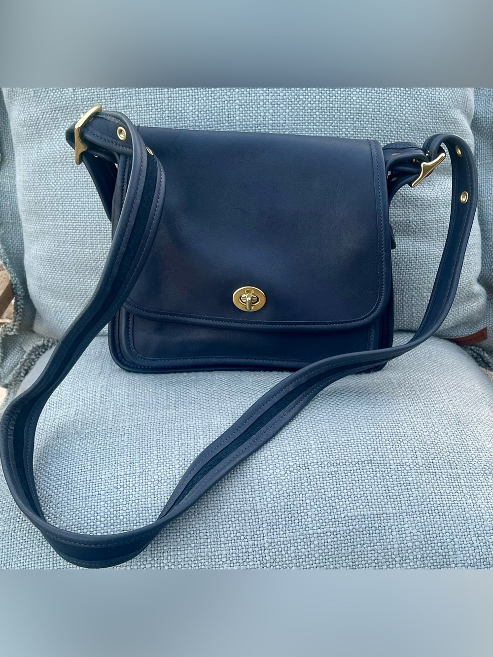 ✨ Vintage Coach Rambler's Legacy Bag Style 9061 Navy Blue - Pristine Condition ✨ - Picture 2 of 10
